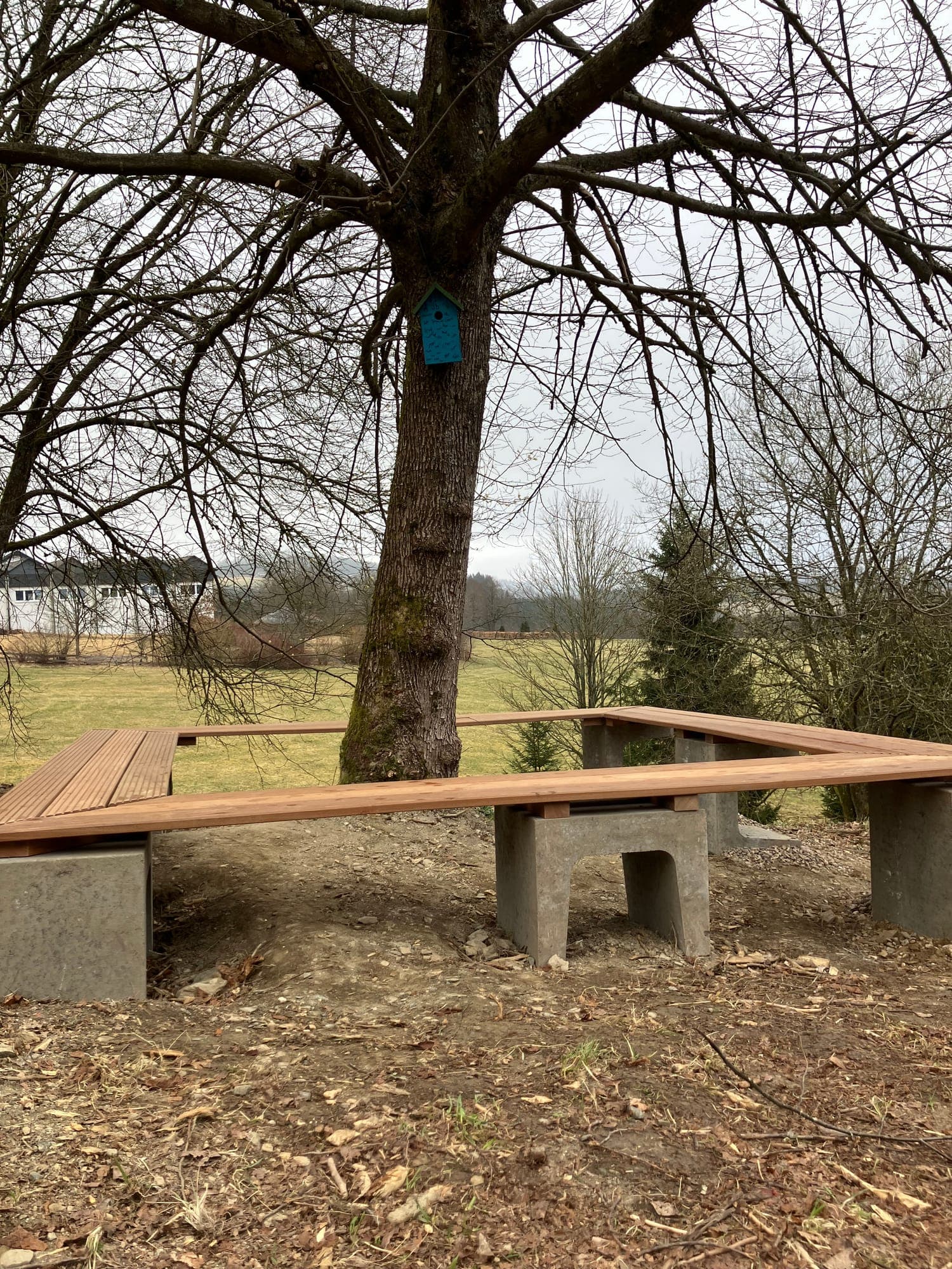 Die fertige selbstgebaute Bank